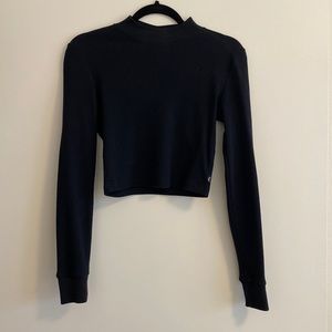 TNA thermal, mock neck, crop top in black